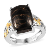 Karis Matrix Silver Shungite Ring in 18K YG Plated and Platinum Bond 4.50 ctw