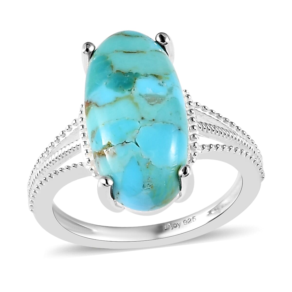 Freshened Turquoise Elongated Ring in Sterling Silver 8.00 3.65 ctw