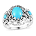 Artisan Crafted Premium Sleeping Beauty Turquoise Floral Ring in Sterling Silver (Size 10.0) (Del. in 3-5 Days) 1.75 ctw - Sticky add to cart bar
