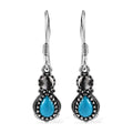 Artisan Crafted Premium Sleeping Beauty Turquoise and White Buffalo Dangle Earrings in Sterling Silver 2.20 ctw - Sticky add to cart bar