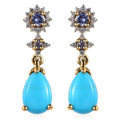 D'Joy Premium Sleeping Beauty Turquoise and Multi Gemstone Dangling Earrings in Vermeil Yellow Gold Over Sterling Silver 3.10 ctw - Sticky add to cart bar
