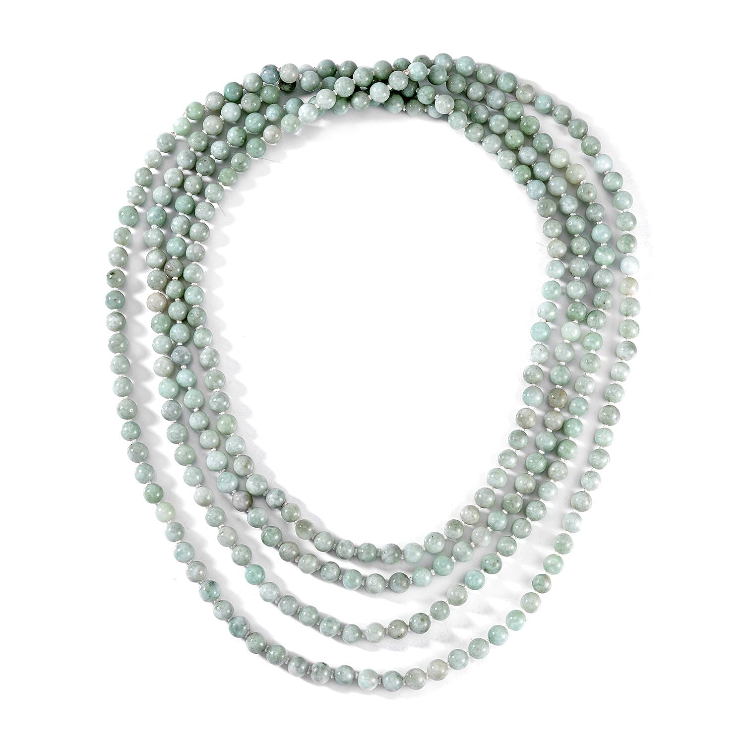 Natural Jade Beaded Endless Necklace 100 Inches 1700.00 ctw