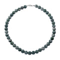 Green Spot Jasper Beaded Necklace 18 Inches in Sterling Silver 350.00 ctw - Sticky add to cart bar