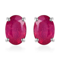 Niassa Ruby Solitaire Stud Earrings in Vermeil Yellow Gold Over Sterling Silver 2.35 ctw