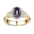 Luxoro 10K Yellow Gold Premium Tanzanian Platinum Spinel and G-H I3 Diamond Halo Ring 1.65 ctw (Del. in 5-7 Days) - Sticky add to cart bar