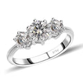 Moissanite 1.75 ctw 3 Stone Ring in Platinum Over Sterling Silver - Sticky add to cart bar