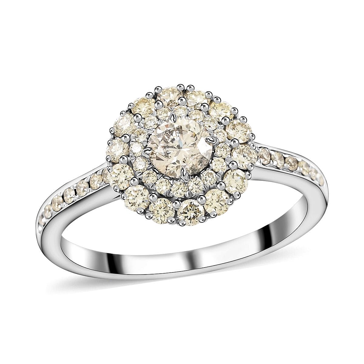 Modani 14K White Gold G-H I2 Diamond Halo Ring 1.10 ctw (Del. in 10-12 Days)