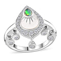 Ethiopian Welo Opal and White Zircon Ring in Platinum Over Sterling Silver (Size 6.0) 0.60 ctw - Sticky add to cart bar