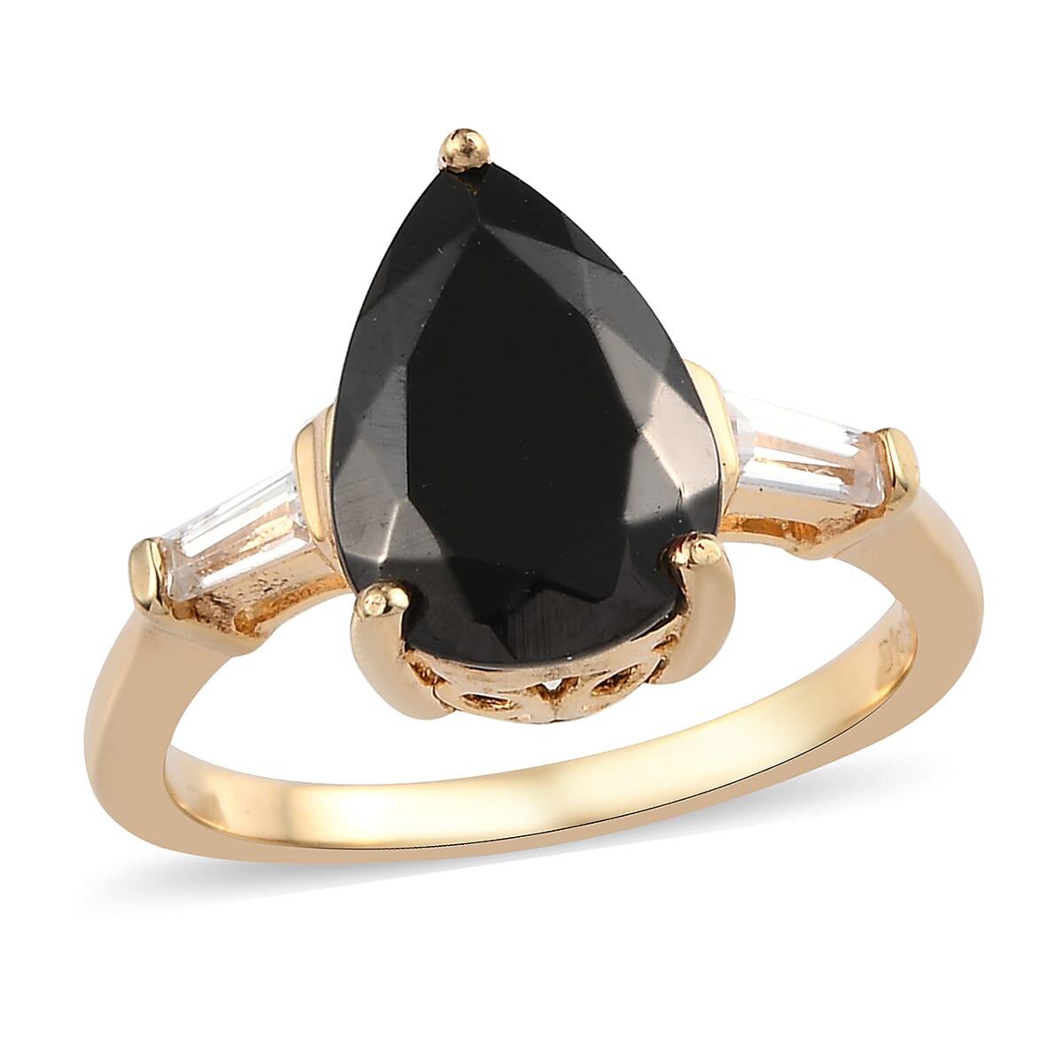 Elite Shungite, Natural White Zircon Ring in Vermeil YG Over Sterling Silver 2.10 ctw