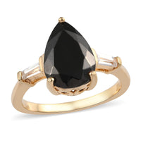 Elite Shungite, Natural White Zircon Ring in Vermeil YG Over Sterling Silver 2.10 ctw