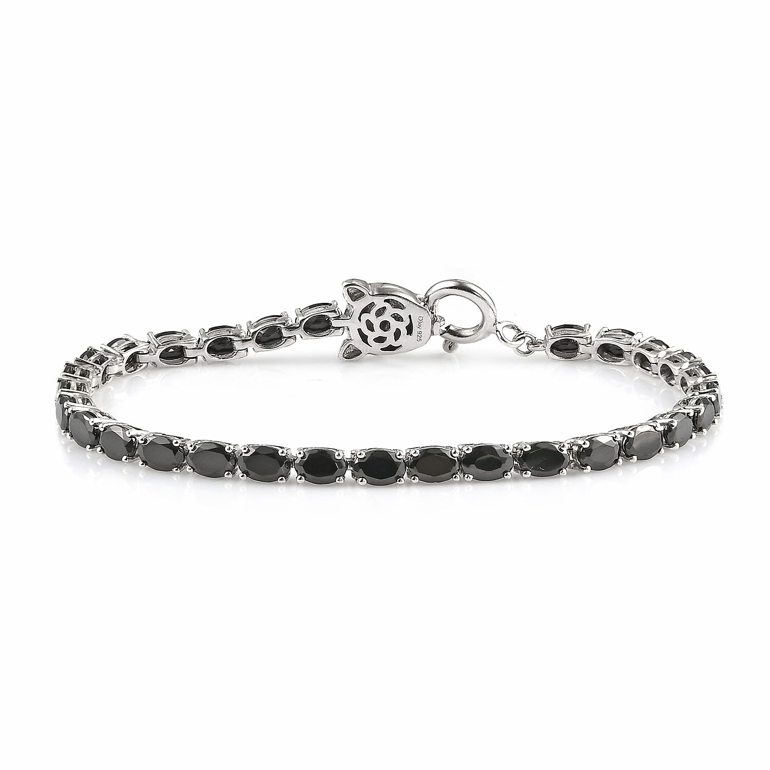 Elite Shungite, Natural Thai Black Spinel Tennis Bracelet in Platinum Over Sterling Silver (9.45 g) 6.20 ctw