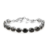 Elite Shungite and White Zircon Bracelet in Platinum Over Sterling Silver (7.25 In) 10.10 ctw