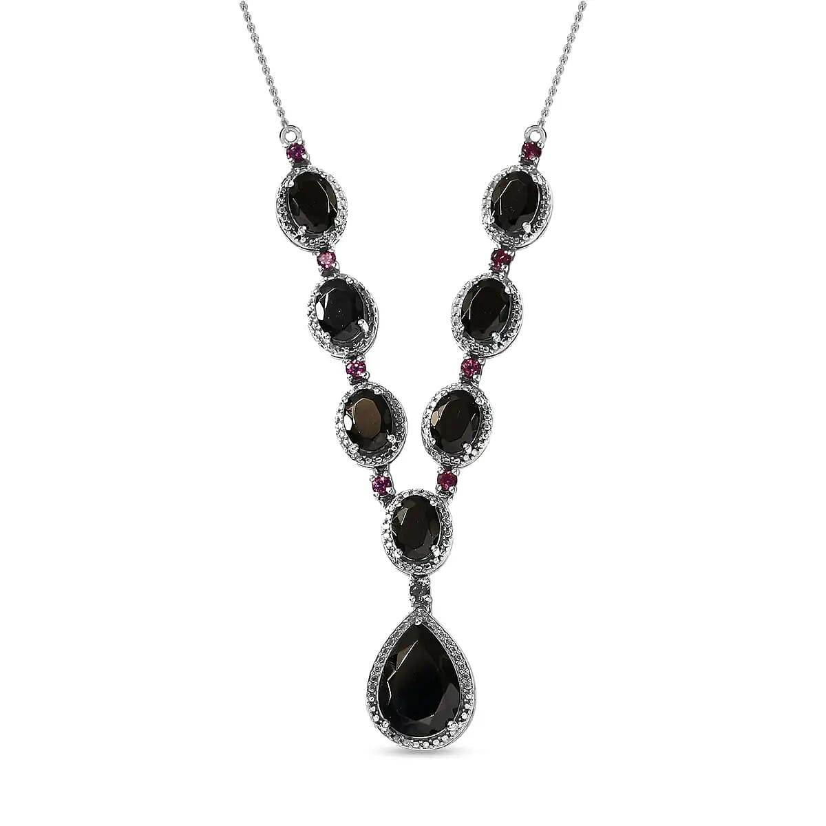 Elite Shungite Orissa Rhodolite Garnet Necklace (18-20 Inches) in Platinum Over Sterling Silver, Shungite Necklace, Silver Jewelry 9.50 ctw