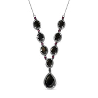 Elite Shungite Orissa Rhodolite Garnet Necklace (18-20 Inches) in Platinum Over Sterling Silver, Shungite Necklace, Silver Jewelry 9.50 ctw