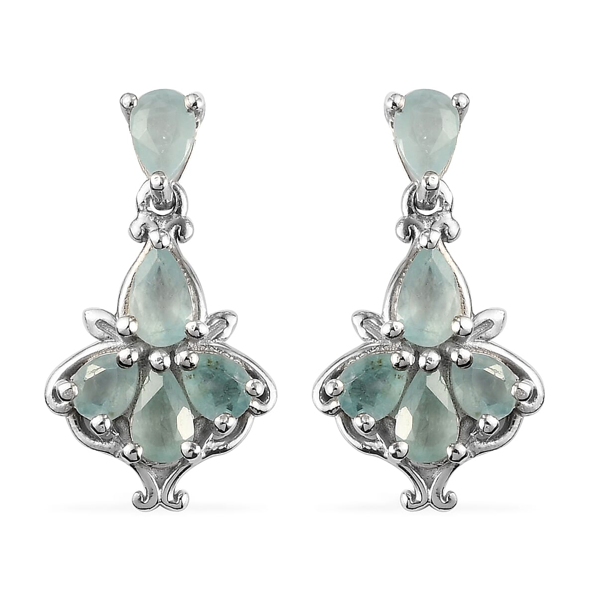 Premium Grandidierite Dangle Earrings in Platinum Over Sterling Silver 1.85 ctw