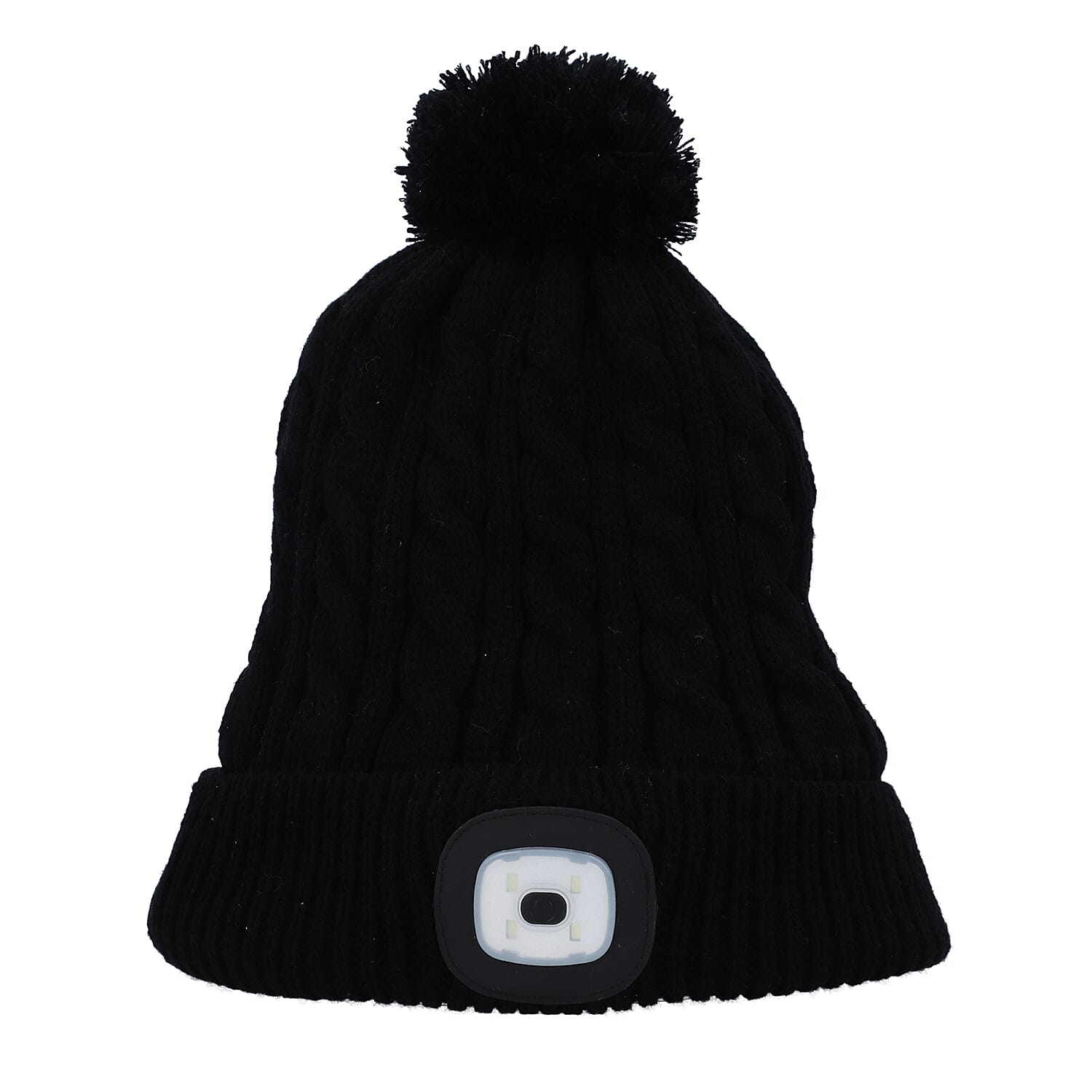 HOMESMART Rechargeable Waterproof LED Beanie Hat with Sherpa Lining and Faux Fur Baubbles - Blue (7.87"x11.02")