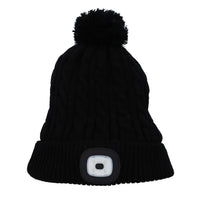HOMESMART Rechargeable Waterproof LED Beanie Hat with Sherpa Lining and Faux Fur Baubbles - Blue (7.87"x11.02")