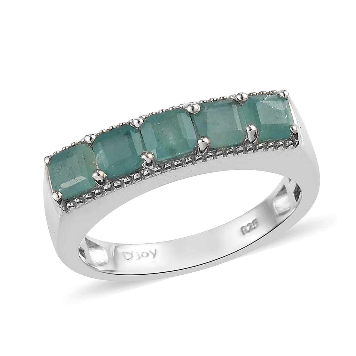 Asscher Cut Premium Grandidierite 5 Stone Men's Ring in Platinum Over Sterling Silver 1.65 ctw