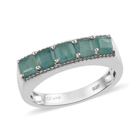 Asscher Cut Premium Grandidierite 5 Stone Men's Ring in Platinum Over Sterling Silver 1.65 ctw