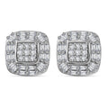 DOORBUSTER Diamond Cluster Stud Earrings in Platinum Over Sterling Silver 0.33 ctw - Sticky add to cart bar