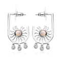 Ethiopian Welo Opal, White Zircon Celestial Sun Charms Earrings in Platinum Over Sterling Silver 1.00 ctw - Sticky add to cart bar