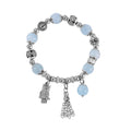 Golden Rutilated Quartz Beaded Stretch Bracelet with Silvertone Charm 47.10 ctw - Sticky add to cart bar