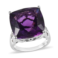Doorbuster African Amethyst and White Zircon Ring in Platinum Over Sterling Silver 18.00 ctw