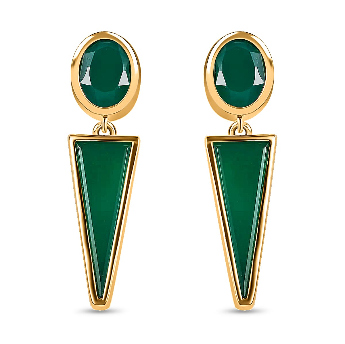 GP Art Deco Collection Green Onyx Earrings in Vermeil Yellow Gold Over Sterling Silver 9.20 ctw (Del. in 5-7 Days)