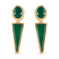 GP Art Deco Collection Green Onyx Earrings in Vermeil Yellow Gold Over Sterling Silver 9.20 ctw (Del. in 5-7 Days)