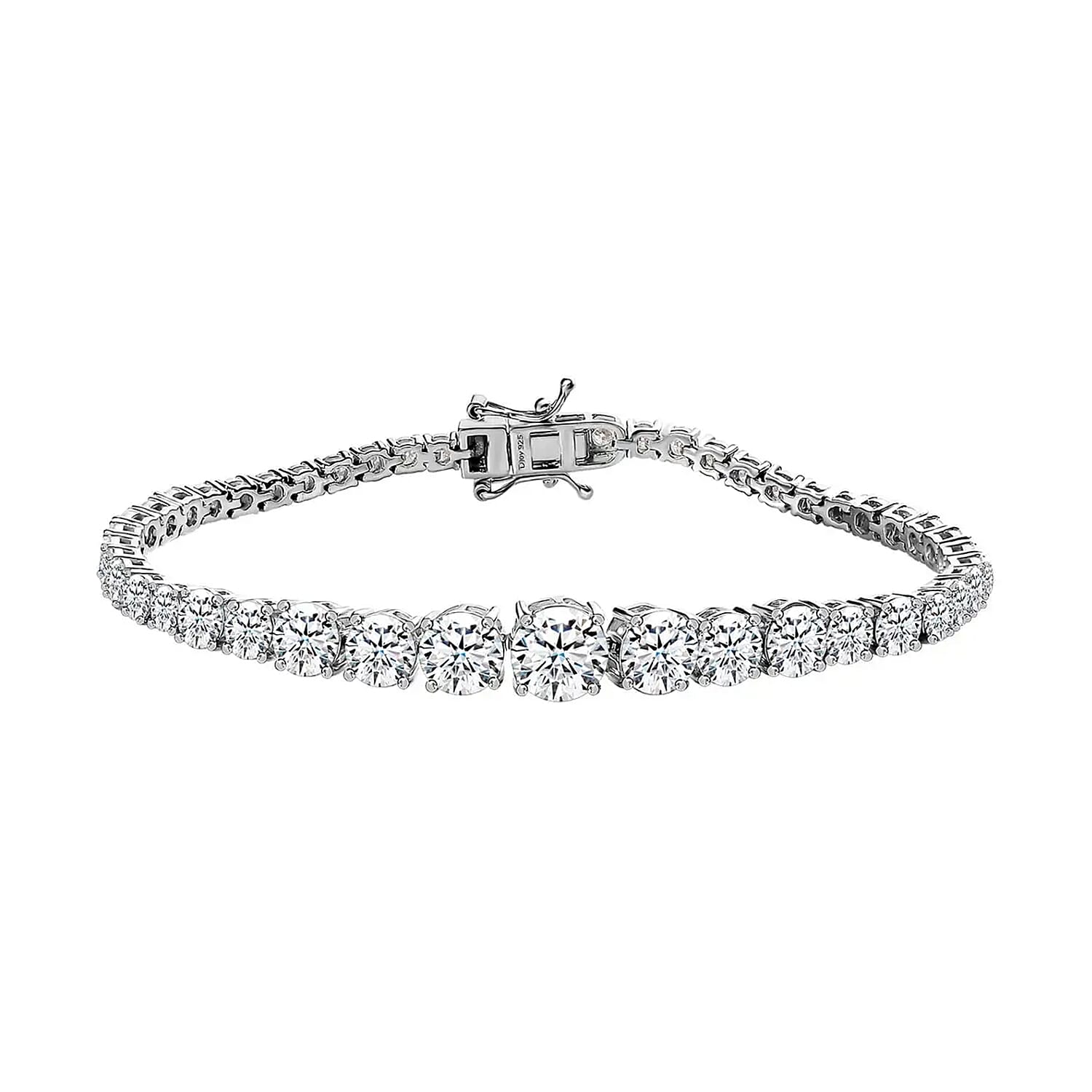 Doorbuster Moissanite Graduate Bracelet in Platinum Over Sterling Silver (7.25 In) 14.50 ctw