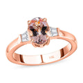 Luxoro 10K Rose Gold Premium Pink Morganite and Moissanite Ring 1.25 ctw - Sticky add to cart bar