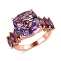 Doorbuster Rose De France Amethyst and Orissa Rhodolite Garnet Ring in Vermeil Rose Gold Over Sterling Silver 8.00 ctw - Sticky add to cart bar