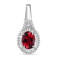 Luxoro 14K White Gold AAA Ouro Fino Rubellite and I2 Diamond Halo Pendant 1.40 ctw