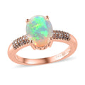 AAA Ethiopian Welo Opal, Natural Pink Diamond Ring in Vermeil RG Over Sterling Silver 1.75 ctw - Sticky add to cart bar
