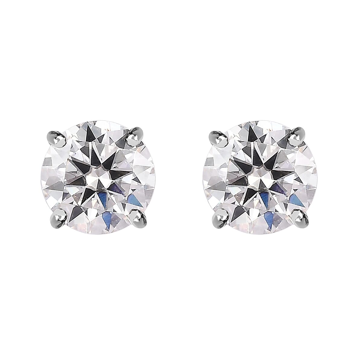 950 Platinum Moissanite Solitaire Stud Earrings 1.90 ctw