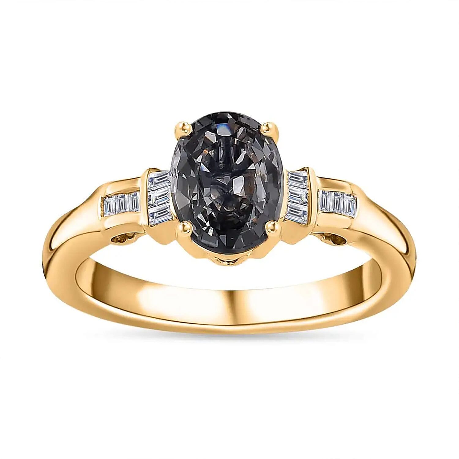Doorbuster Luxoro 10K Yellow Gold AAA Tanzanian Platinum Spinel and G-H I2 Diamond Ring 1.40 ctw