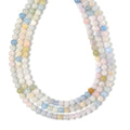 Pink Morganite, Aquamarine, Heliodor Beaded 3 Row Necklace 18-20 Inches in Rhodium Over Sterling Silver 252.20 ctw - Sticky add to cart bar