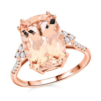 Certified & Appraised Luxoro 14K Rose Gold AAA Marropino Morganite and I2 Diamond Ring 6.70 ctw
