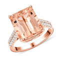 Certified & Appraised Luxoro 14K Rose Gold AAA Marropino Morganite and I2 Diamond Ring 6.15 ctw - Sticky add to cart bar