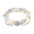 Pink Morganite, Aquamarine, Heliodor Beaded 3 Row Bracelet in Rhodium Over Sterling Silver (6.50 In) 88.85 ctw - Sticky add to cart bar