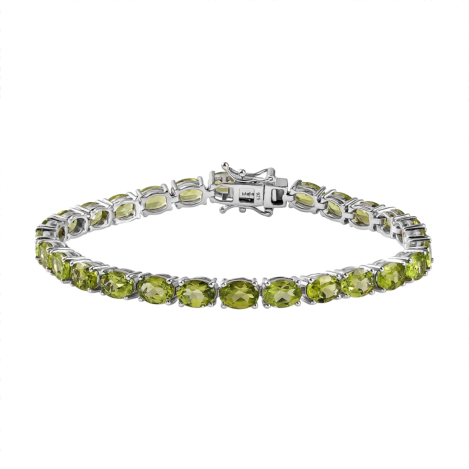 Peridot Tennis Bracelet in Platinum Over Sterling Silver (6.50 In) 15.25 ctw (Del. in 7-10 Days)