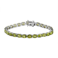 Peridot Tennis Bracelet in Platinum Over Sterling Silver (6.50 In) 15.25 ctw (Del. in 7-10 Days)