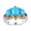 Premium Sleeping Beauty Turquoise, Niassa Ruby (FF) Ring in Vermeil YG and Platinum Over Sterling Silver (Size 10.0) (Del. in 3-5 Days) 3.50 ctw - Sticky add to cart bar