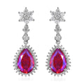 Volcanic Quartz (Triplet) and White Zircon Dangling Earrings in Platinum Over Sterling Silver 8.50 ctw - Sticky add to cart bar