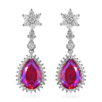 Volcanic Quartz (Triplet) and White Zircon Dangling Earrings in Platinum Over Sterling Silver 8.50 ctw
