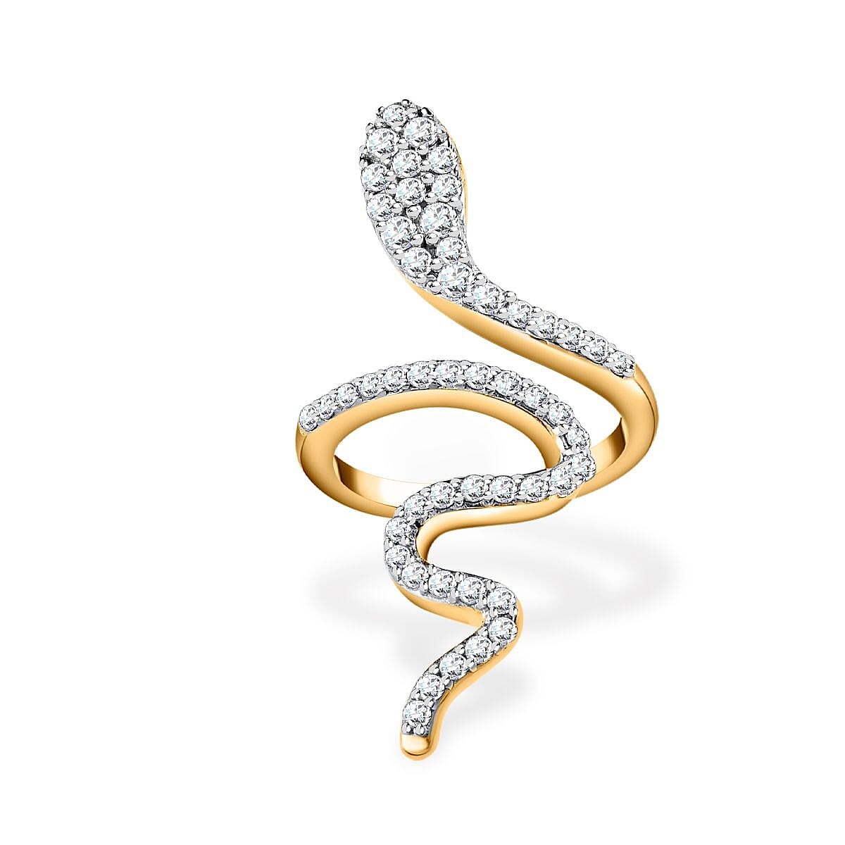 Moissanite Snake Ring in Platinum Over Sterling Silver (Size 5.0) 0.65 ctw (1)