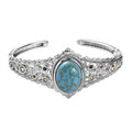 Karis Mojave Blue Turquoise and Multi Gemstone Cuff Bracelet in Platinum Bond (6.50 In) 16.10 ctw - Sticky add to cart bar