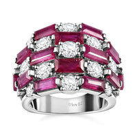 Doorbuster Niassa Ruby (FF) and Moissanite Ring in Platinum Over Sterling Silver (Size 10.0) 7.60 ctw
