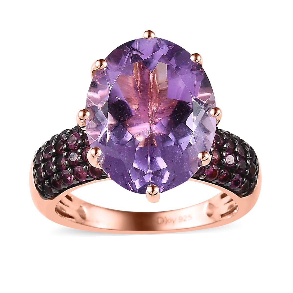 Doorbuster Premium Rose De France Amethyst, Orissa Rhodolite Garnet Ring in Vermeil RG Over Sterling Silver (Size 10.0) 9.75 ctw