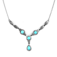 Sleeping Beauty Turquoise Necklace 18 Inches in Stainless Steel 2.10 ctw